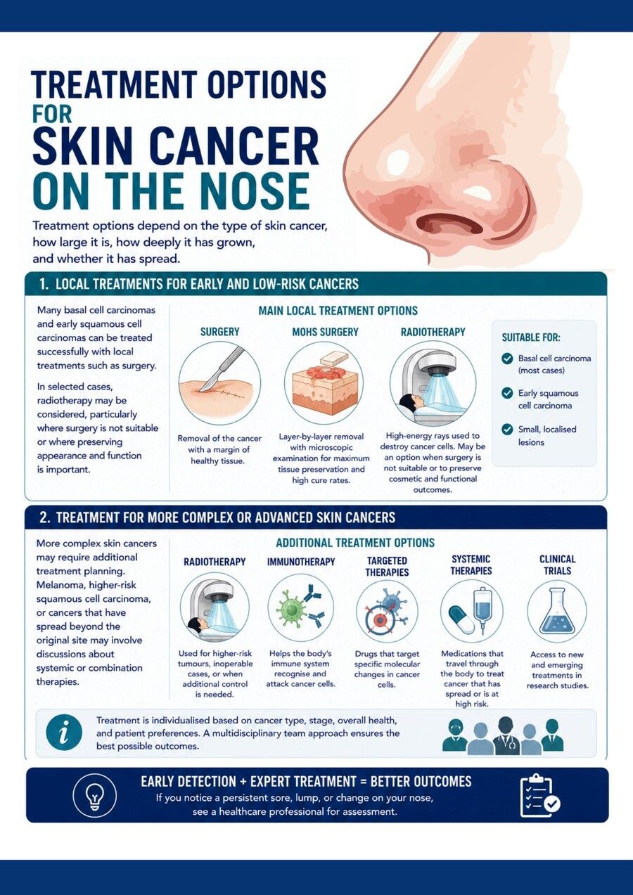 Treatment options for skin cancer on the nose