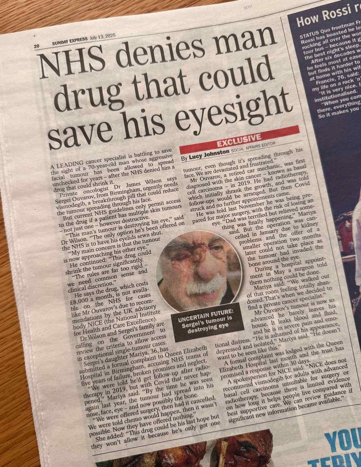 NHS denies man drug that could save his eyesight